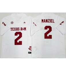 Men Texas A 26M Aggies Lions 2 Johnny Manziel White F U S E  Stitched Jersey
