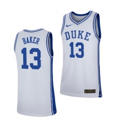 Duke Blue Devils Joey Baker White Replica Men'S Jersey