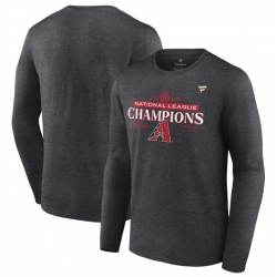 Men Arizona Diamondbacks Heather Charcoal 2023 National League Champions Locker Room Long Sleeve T Shirt