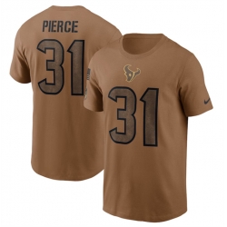 Men Houston Texans 31 Dameon Pierce 2023 Brown Salute To Service Name  26 Number T Shirt