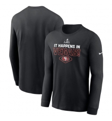 Men San Francisco 49ers Black Super Bowl LVIII Logo Lockup Long Sleeve T Shirt