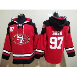 San Francisco 49ers Red Sitched Pullover Hoodie #97 Nick Bosa