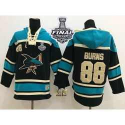 Men San Jose Sharks 88 Brent Burns Black Sawyer Hooded Sweatshirt 2016 Stanley Cup Final Patch Stitched NHL Jersey