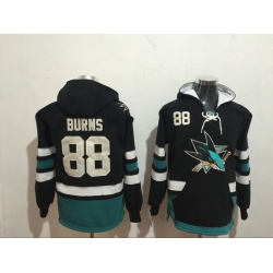 Men San Jose Sharks 88 Brent Burns Black Stitched Hoodie