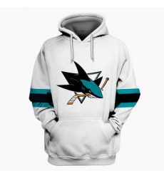 Men San Jose Sharks White All Stitched Hooded Sweatshirt