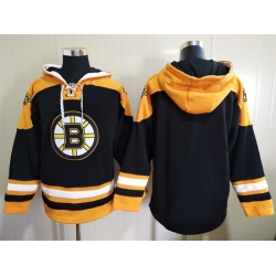 Men's Boston Bruins Blank Black Ageless Must-Have Lace-Up Pullover Hoodie