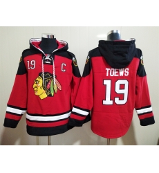 Men Chicago Blackhawks Jonathan Toews 19 Red Stitched NHL Hoodie