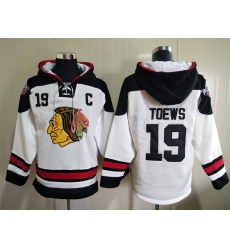 Men Chicago Blackhawks Jonathan Toews 19 White Stitched NHL Hoodie