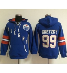 Edmonton Oilers 99 Wayne Gretzky Light Blue Women Old Time Heidi NHL Hoodie