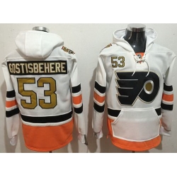 Men Philadelphia Flyers 53 Shayne Gostisbehere White 3rd Name  26 Number Pullover NHL Hoodie