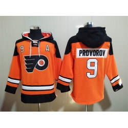 Men's Philadelphia Flyers #9 Ivan Provorov Orange Ageless Must-Have Lace-Up Pullover Hoodie