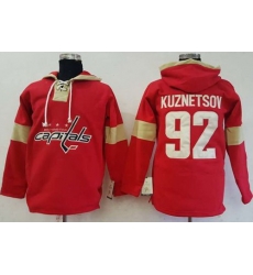 Men Washington Capitals 92 Evgeny Kuznetsov Red Pullover Hoodie Stitched NHL Jersey