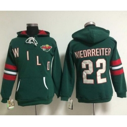 Minnesota Wild 22 Nino Niederreiter Green Women Old Time Heidi NHL Hoodie