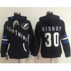 Tampa Bay Lightning 30 Ben Bishop Black Women Old Time Heidi NHL Hoodie