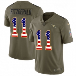 Men Nike Arizona Cardinals 11 Larry Fitzgerald Limited OliveUSA Flag 2017 Salute to Service NFL Jersey