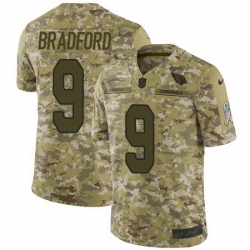 Nike Cardinals #9 Sam Bradford Camo Mens Stitched NFL Limited 2018 Salute to Service Jersey