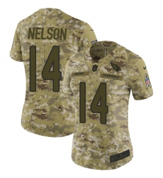 Nike Cardinals #14 J J  Nelson Camo Women Stitched NFL Limited 2018 Salute to Service Jersey