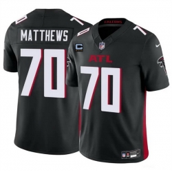 Men Atlanta Falcons 70 Jake Matthews Black 2024 F U S E With 4 Star C Patch Vapor Untouchable Limited Stitched Football Jersey