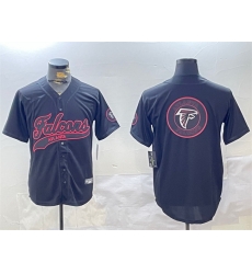 Men Atlanta Falcons Team Big Logo Black With Patch Cool Base Stitched Baseball Jersey 1