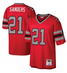 Men Falcons 21 Delon Sanders Throwback Red NFL Stitched Jersey