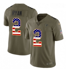 Men Nike Atlanta Falcons 2 Matt Ryan Limited OliveUSA Flag 2017 Salute to Service NFL Jersey