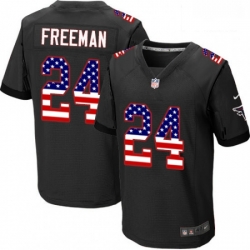 Men Nike Atlanta Falcons 24 Devonta Freeman Elite Black Alternate USA Flag Fashion NFL Jersey