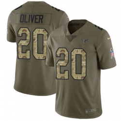 Nike Falcons #20 Isaiah Oliver Olive Camo Mens Stitched NFL Limited 2017 Salute To Service Jersey