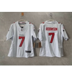 Women Atlanta Falcons 7 Bijan Robinson White 2026 New F U S E Stitched Jersey Women Atlanta Falcons 7 Bijan Robinson White 2026 New F U S E Stitched Jersey