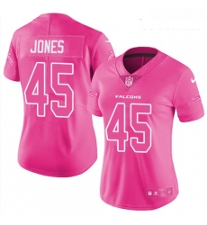 Womens Nike Atlanta Falcons 45 Deion Jones Limited Pink Rush Fashion NFL Jersey