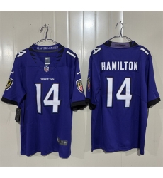 Men Baltimore Ravens 14 Kyle Hamilton Purple 2026 Vapor Stitched Limited Football Jersey Men Baltimore Ravens 14 Kyle Hamilton Purple 2026 Vapor Stitched Limited Football Jersey