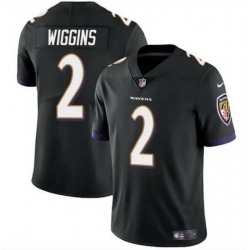 Men Baltimore Ravens 2 Nate Wiggins Black 2024 Draft Vapor Limited Football Jersey