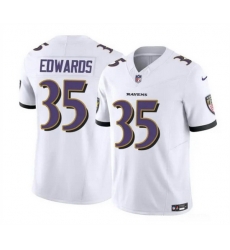 Men Baltimore Ravens 35 Gus Edwards White 2023 F U S E  Vapor Limited Football Jersey