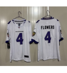 Men Baltimore Ravens  4 Zay Flowers White 2026 Vapor Stitched Limited Football Jersey