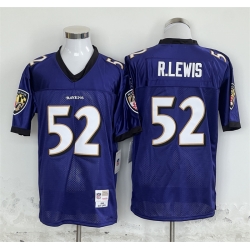 Men Baltimore Ravens 52 Ray Lewis Purple Throwback Football Jersey