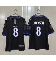 Men Baltimore Ravens  8 Lamar Jackson Black 2026 Alternate Vapor Stitched Limited Football Jersey