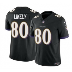 Men Baltimore Ravens 80 Isaiah Likely Black 2023 F U S E  Vapor Limited Football Jersey