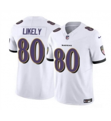 Men Baltimore Ravens 80 Isaiah Likely White 2023 F U S E  Vapor Limited Football Jersey