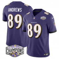 Men Baltimore Ravens 89 Mark Andrews Purple F U S E 2024 AFC North Division Champions Vapor Limited Football Jersey