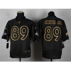 Nike Baltimore Ravens 89 Steve Smith Sr black Elite gold lettering fashion NFL Jersey