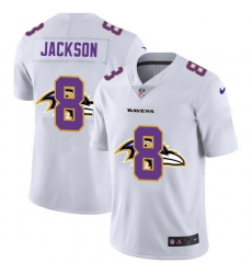 Nike Ravens 8 Lamar Jackson White Shadow Logo Limited Jersey