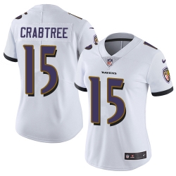 Nike Ravens #15 Michael Crabtree White Womens Stitched NFL Vapor Untouchable Limited Jersey