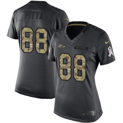 Nike Ravens #88 Dennis Pitta Black Womens Stitched NFL Limited 2016 Salute to Service Jersey