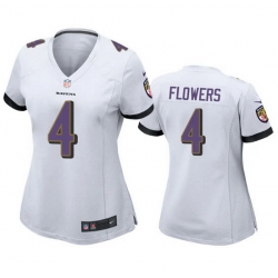 Women Baltimore Ravens 4 Zay Flowers White Football Jersey