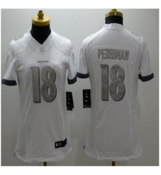 Women New Ravens #18 Breshad Perriman White Stitched NFL Limited Platinum Jersey