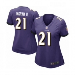 Womens Baltimore Ravens 21 Mark Ingram II Game Purple Team Color Football Jersey