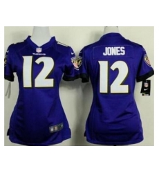 Women's Nike Baltimore Ravens #12 Jacoby Jones Purple Team Color Stitched NFL Jersey