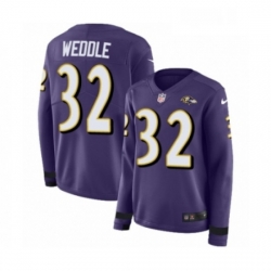 Womens Nike Baltimore Ravens 32 Eric Weddle Limited Purple Therma Long Sleeve NFL Jersey