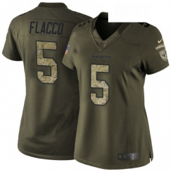 Womens Nike Baltimore Ravens 5 Joe Flacco Elite Green Salute to Service NFL Jersey