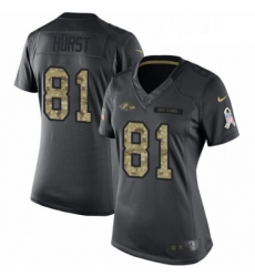 Womens Nike Baltimore Ravens 81 Hayden Hurst Limited Black 2016 Salute to Service NFL Jersey