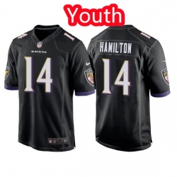 Youth Baltimore Ravens 14 Kyle Hamilton Black Jersey